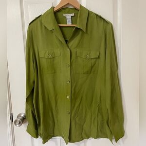 Anna And Frank Vintage 100% Seda Green Shirt Size XL